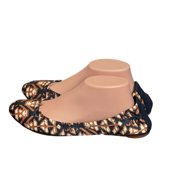 Tory Burch Tribal Aztec Brown Blue Ballet Flats Loafers Womens Size 9M - Picture 4 of 11